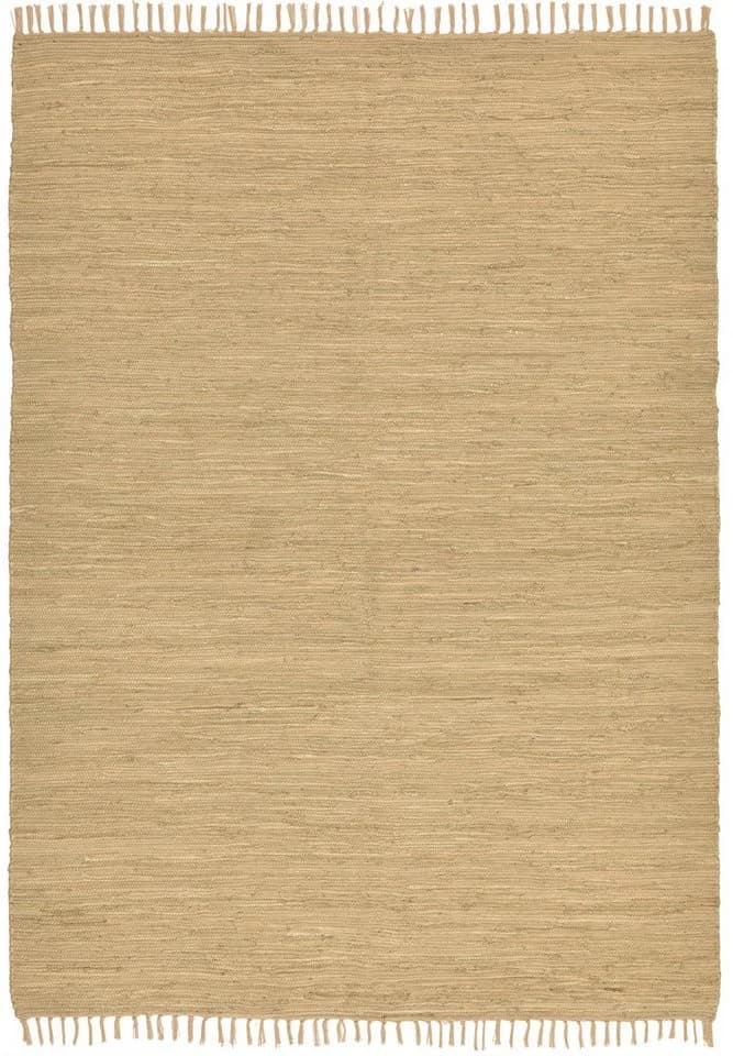 THEKO Happy Cotton Fleckerl Teppich Handgewebt Beige
