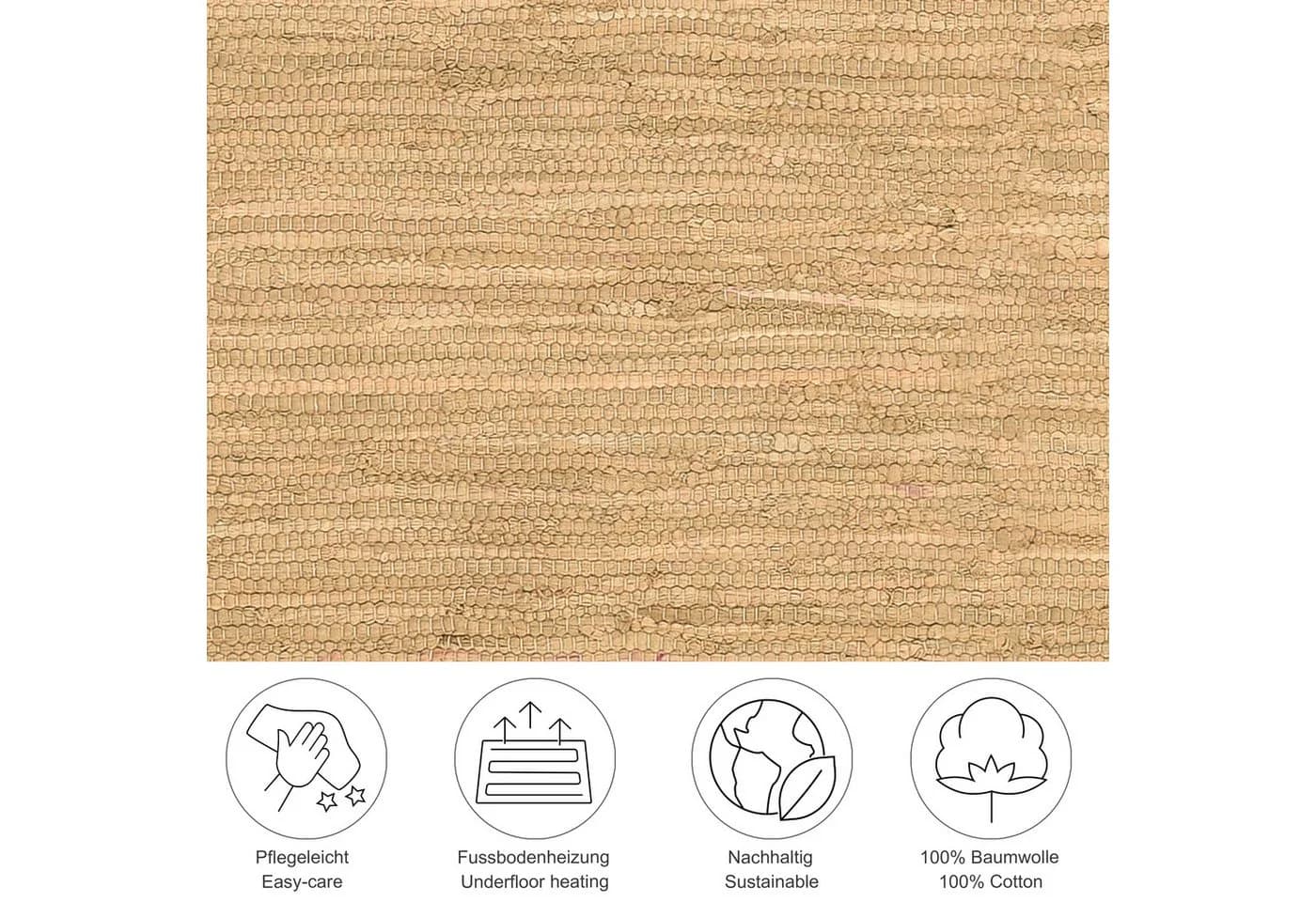 THEKO Happy Cotton Fleckerl Teppich Handgewebt Beige - Bild 3