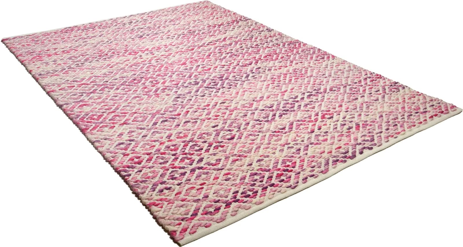 Wollteppich TOM TAILOR HOME Diamond Lila Rautenmuster