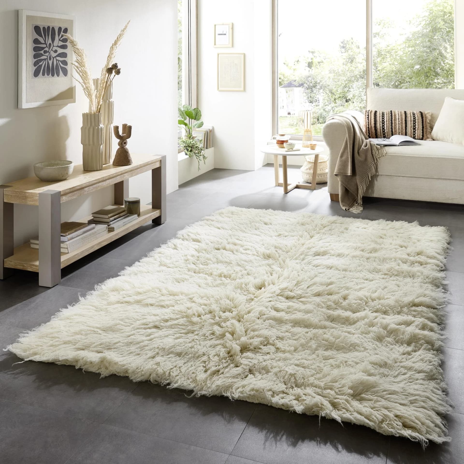 Wollteppich THEKO Flokos 2 Gr. 3 Natur Hochflor