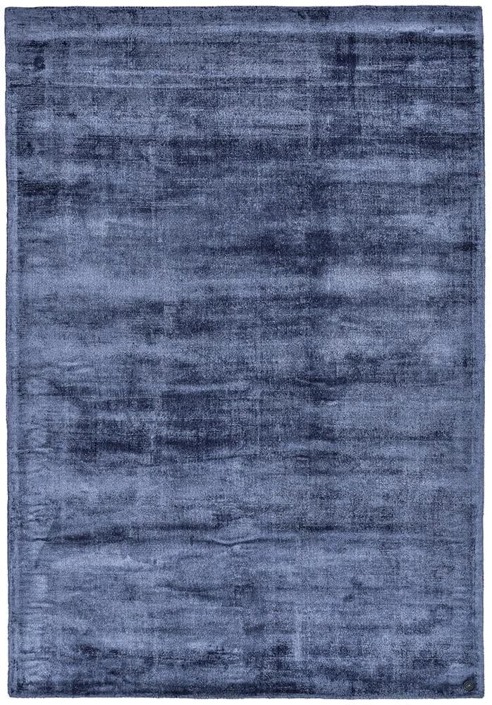 TOM TAILOR HOME Teppich Shine uni Navy Handgewebt Viskose Vintage
