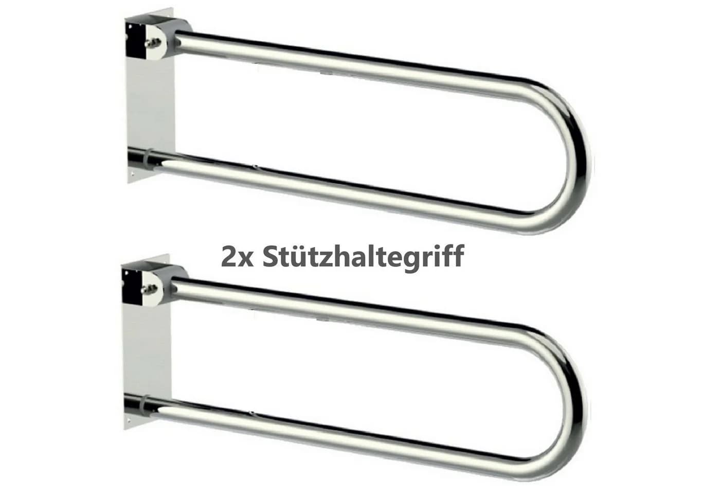 Uzman WC-Aufstehhilfe Haltegriff 2 Stk. Edelstahl Silber Klappbar