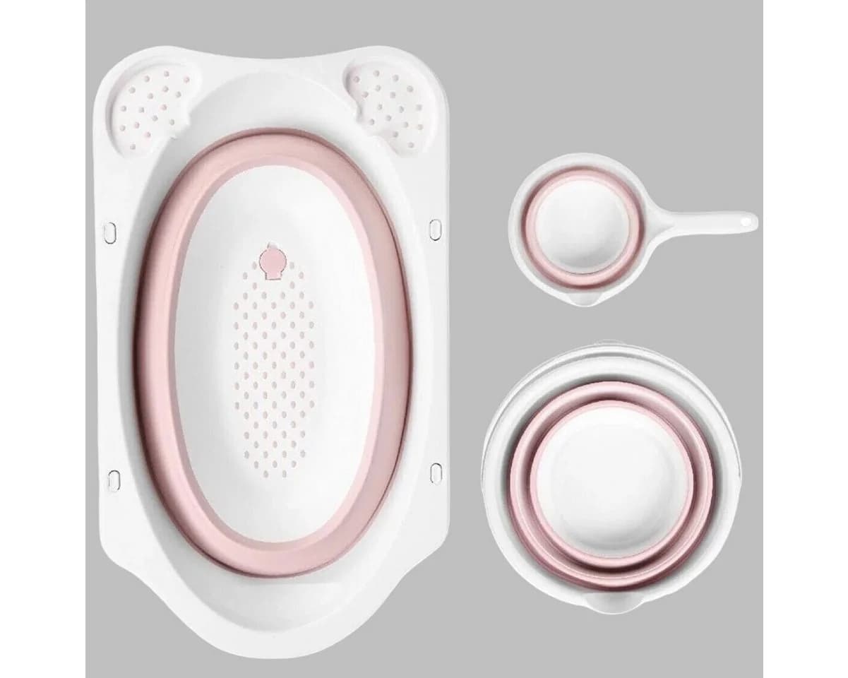 Uzman Babybadewanne Faltbar mit Liegenetz Rosa 4-teilig - Bild 3