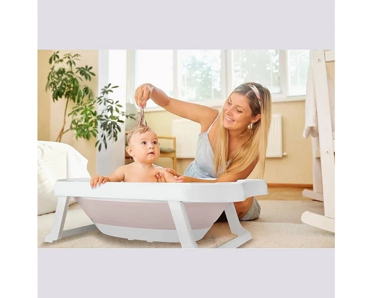 Uzman Babybadewanne Faltbar mit Liegenetz Rosa 4-teilig - Bild 5