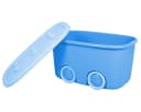 ONDIS24 Spielzeugbox Funny Aufbewahrungsbox mit Rädern Blau Bunt Bild 1