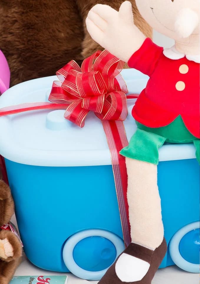 ONDIS24 Spielzeugbox Funny Aufbewahrungsbox mit Rädern Blau Bunt - Bild 5