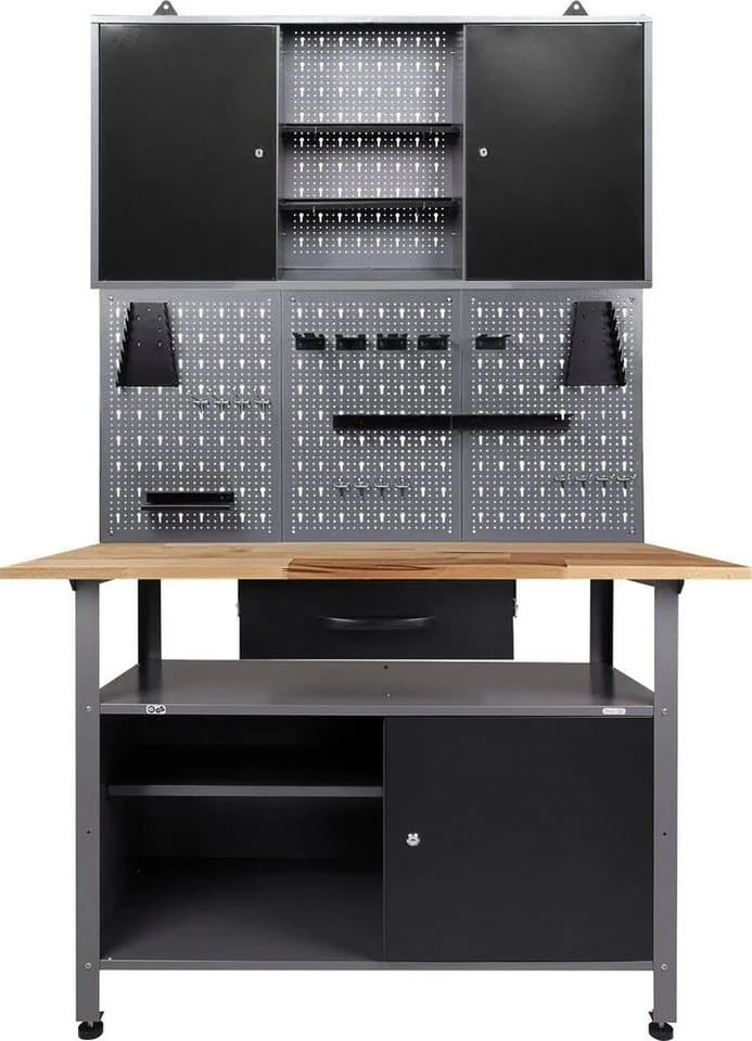 ONDIS24 Werkstatt-Set Grau Metall mit Werkbank & Schrank - Bild 2
