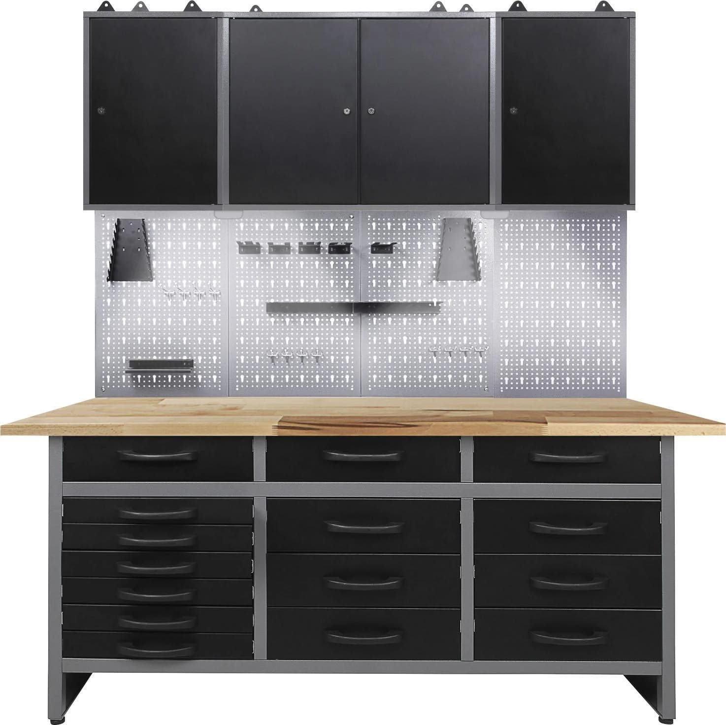 ONDIS24 Werkstatt-Set Schwarz/Anthrazit mit LED-Beleuchtung