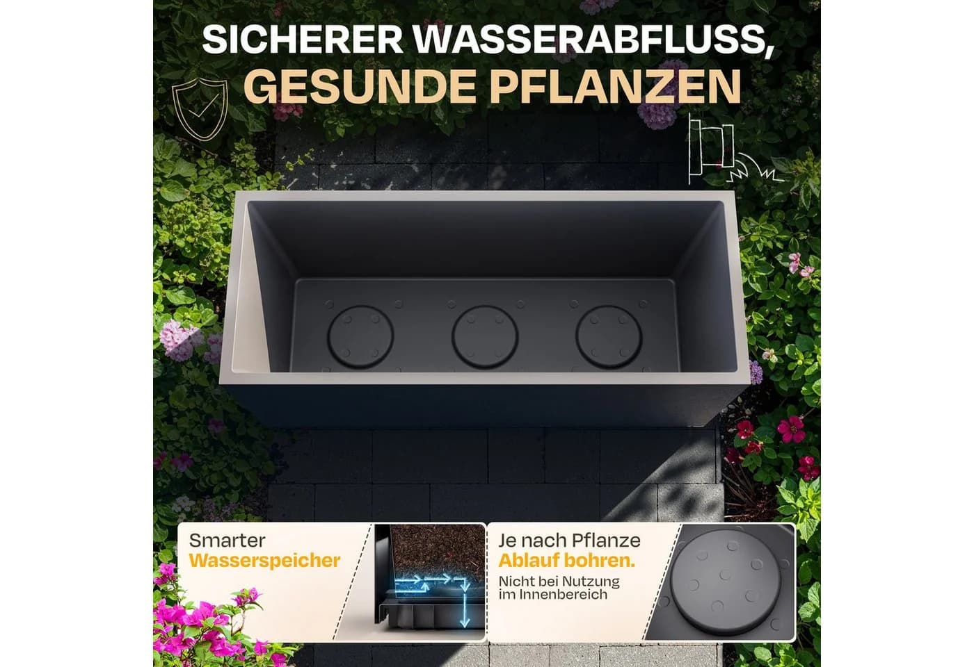 ONDIS24 Pflanzkübel Vulkan 100cm Vulkanoptik mit Wasserspeicher - Bild 5