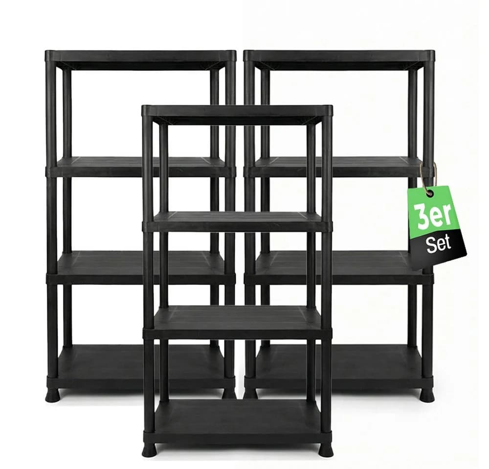 ONDIS24 Steckregal 3er Pack Anthrazit Kunststoff Schwerlastregal - Bild 2