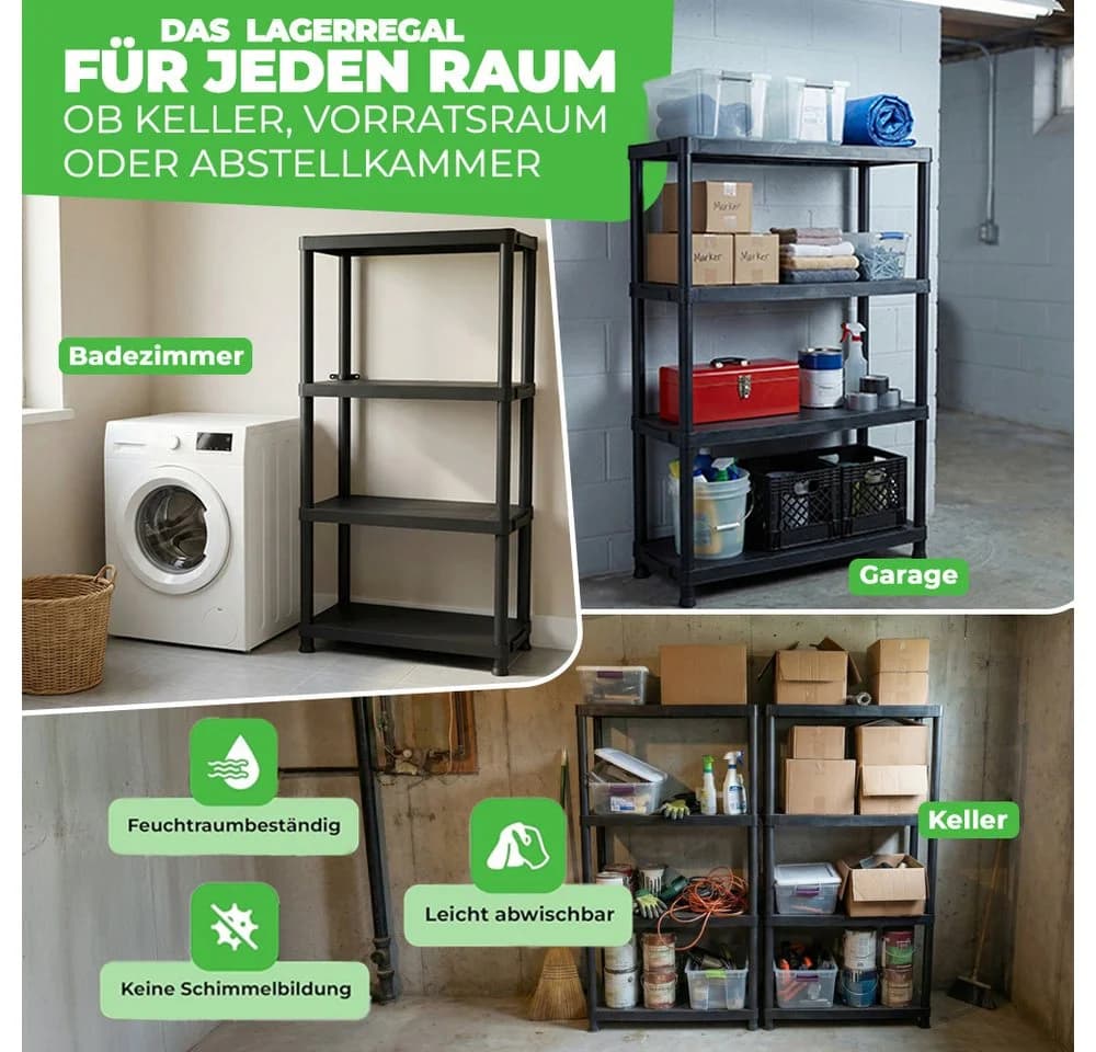 ONDIS24 Steckregal 3er Pack Anthrazit Kunststoff Schwerlastregal - Bild 3