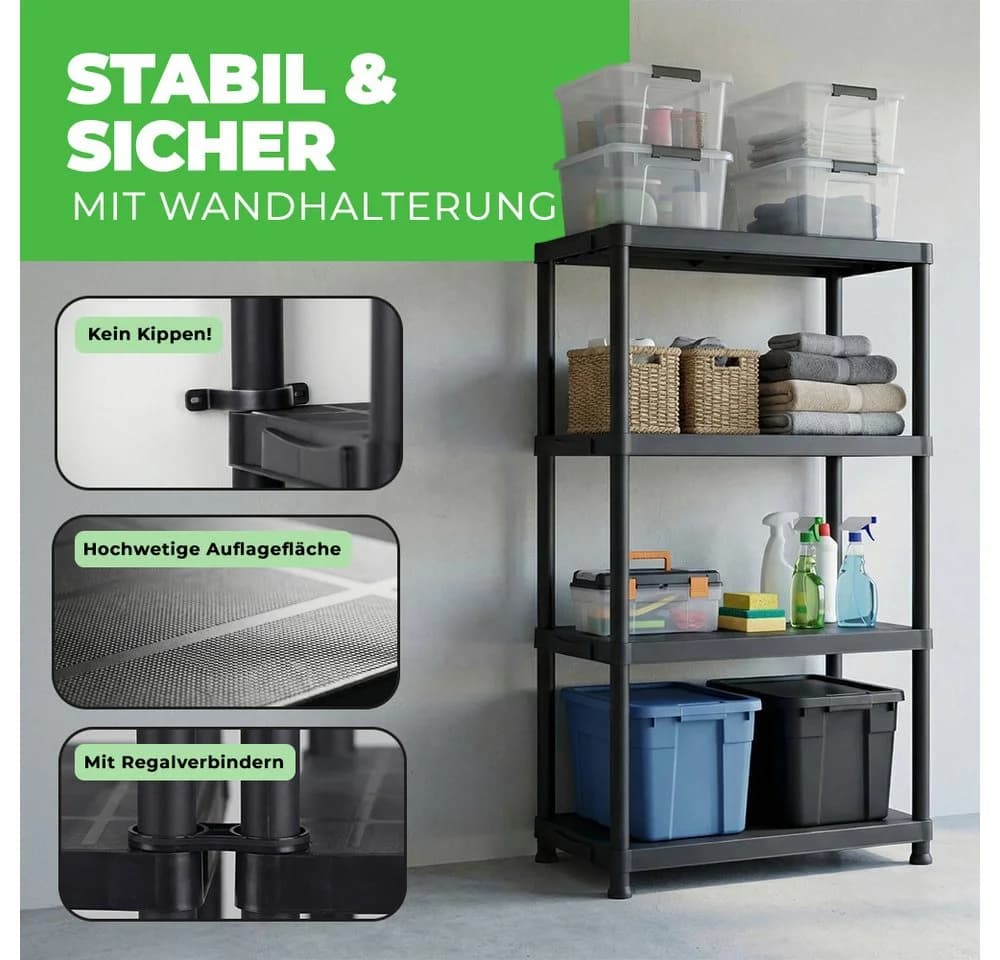 ONDIS24 Steckregal 3er Pack Anthrazit Kunststoff Schwerlastregal - Bild 4