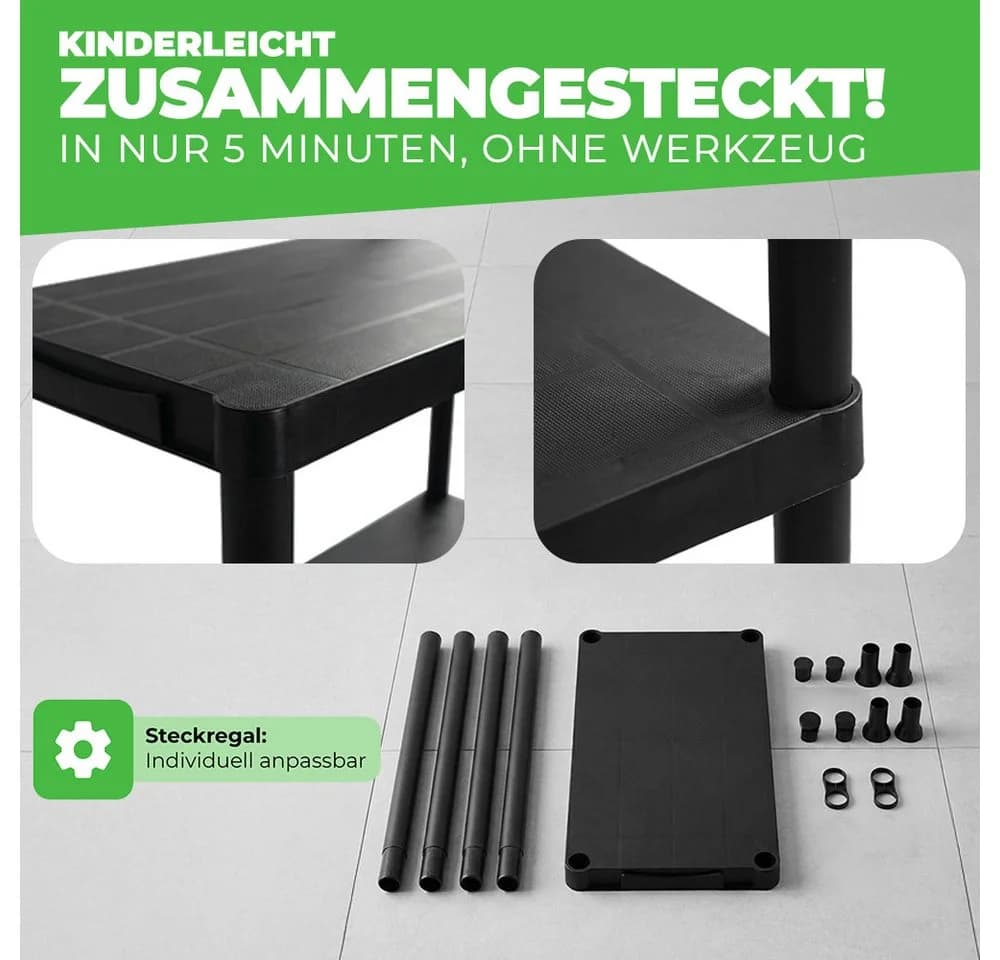 ONDIS24 Steckregal 3er Pack Anthrazit Kunststoff Schwerlastregal - Bild 5