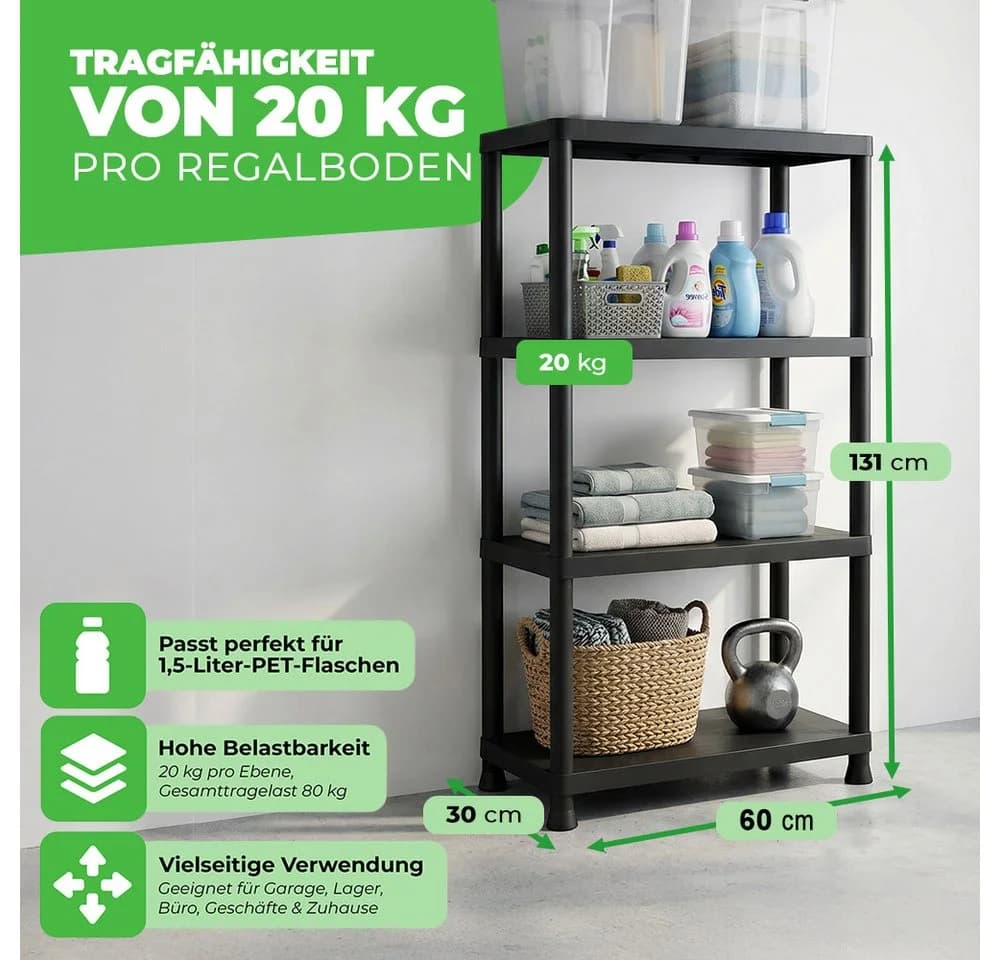 ONDIS24 Steckregal 5er Pack Anthrazit Kunststoff Schwerlast
