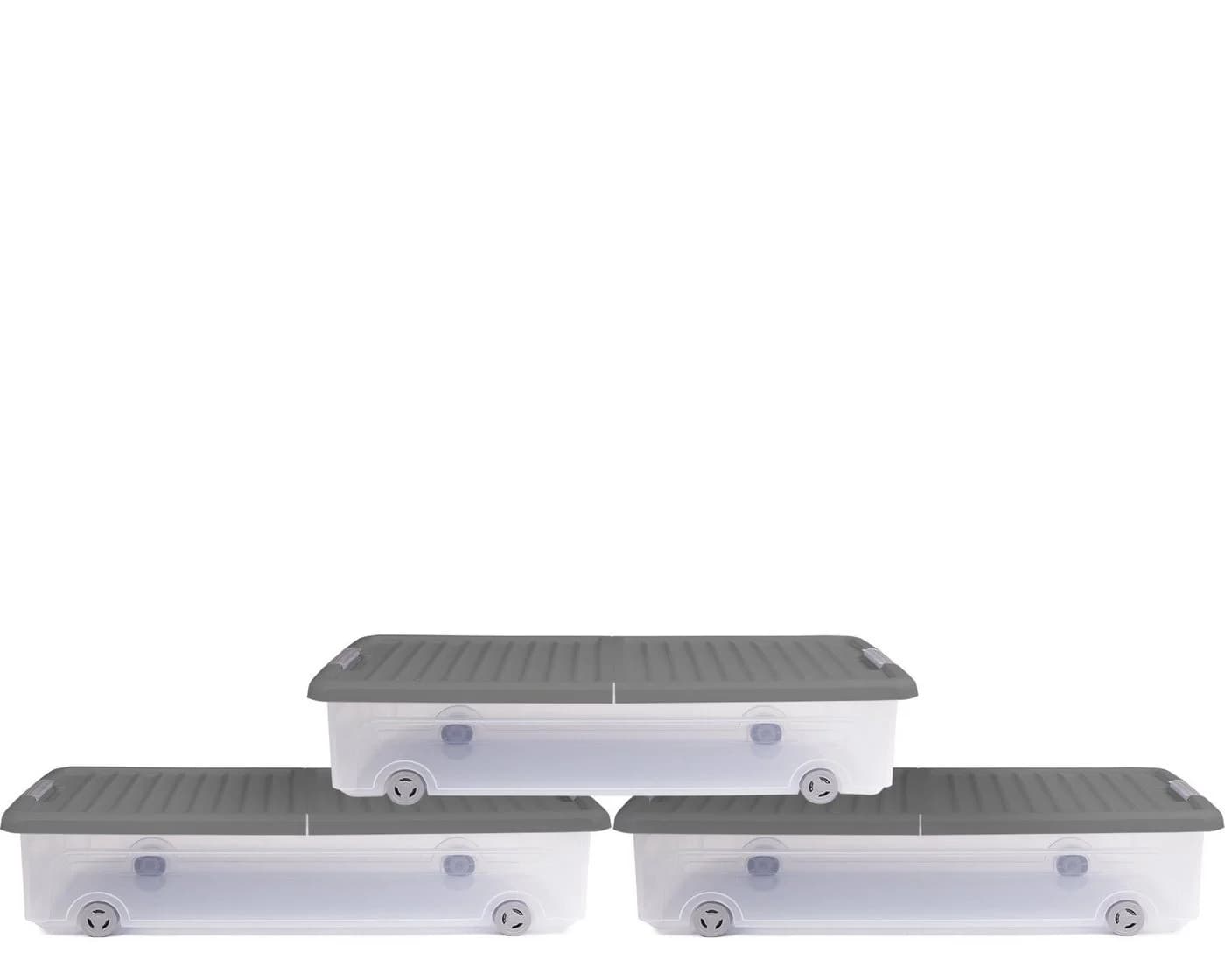 ONDIS24 Aufbewahrungsbox 35L Grau Transparent 3er Set - Bild 2