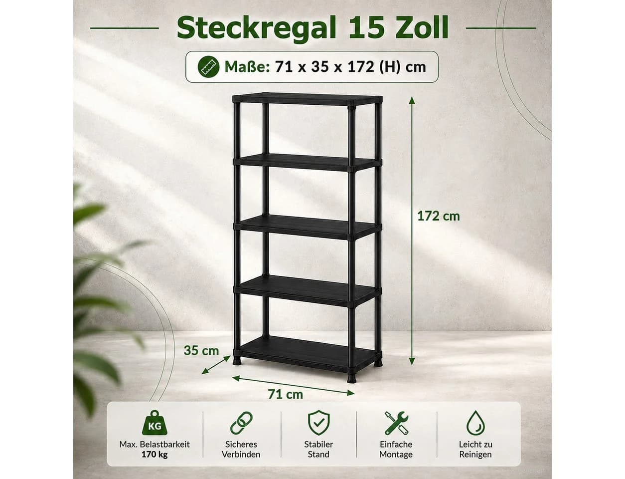 ONDIS24 Steckregal Schwarz Kunststoff Lagerregal - Bild 3