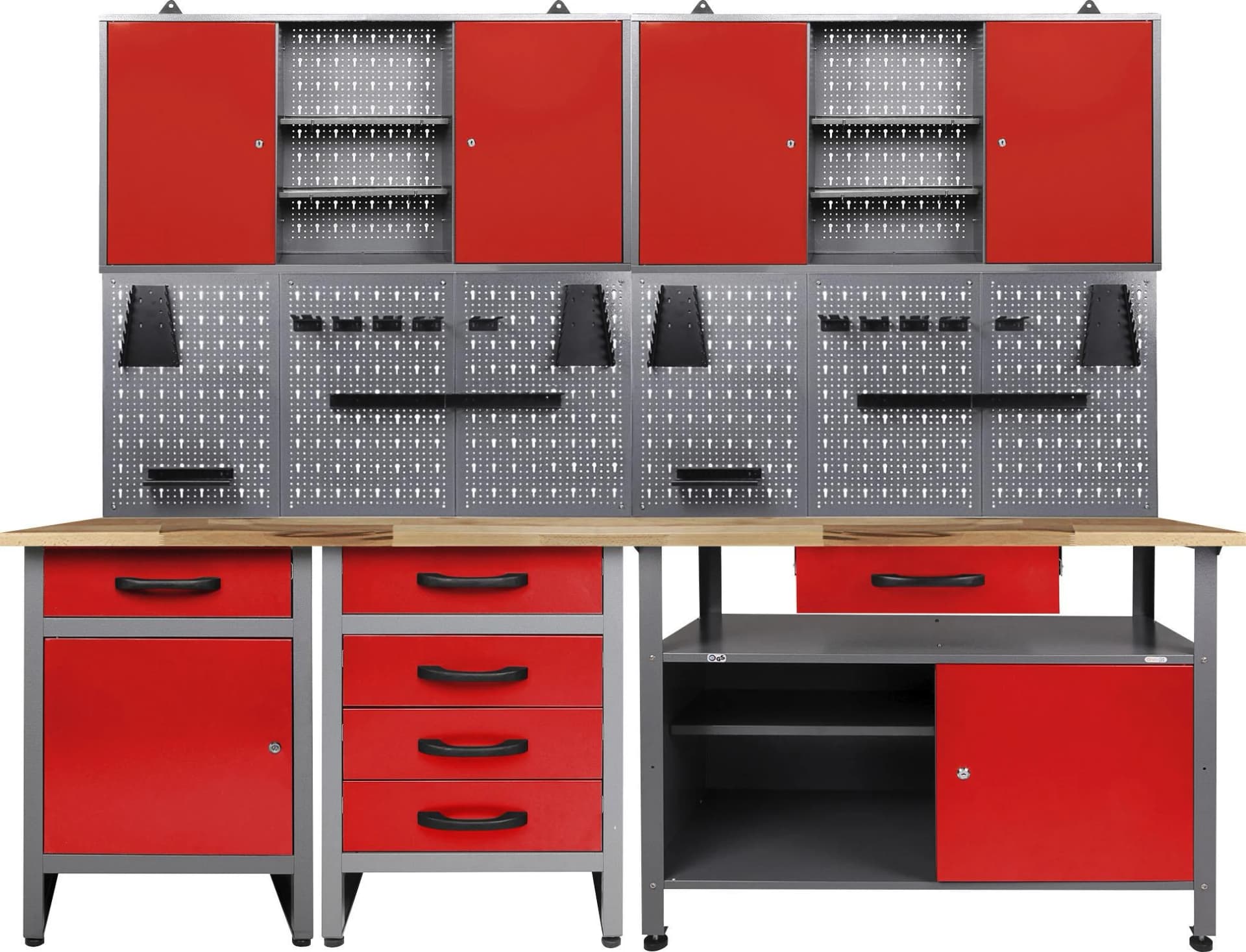 ONDIS24 Werkstatt-Set mit Werkbank, Lochwand & Hängeschrank