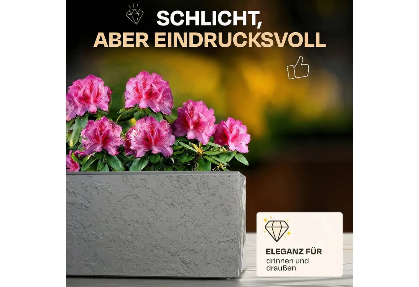 ONDIS24 Blumenkasten Vulkan 57L Basalt Optik mit Wasserspeicher - Bild 3