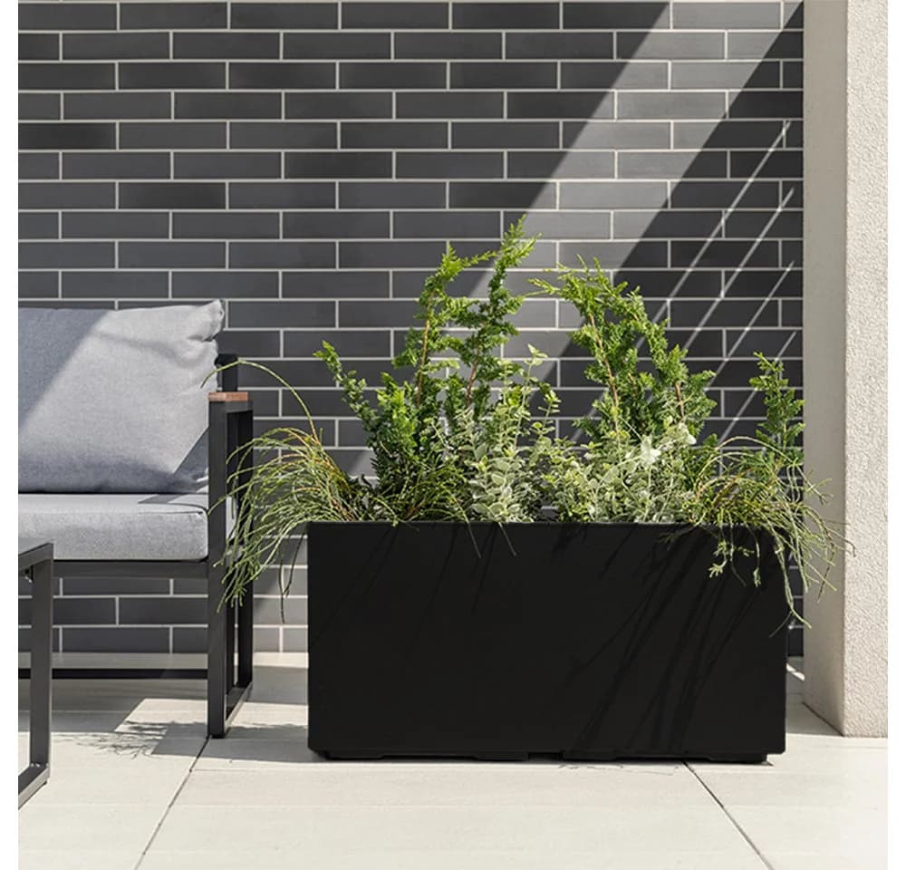 ONDIS24 Pflanzkübel Caro 80 Schwarz Beton-Optik mit Rollen - Bild 5