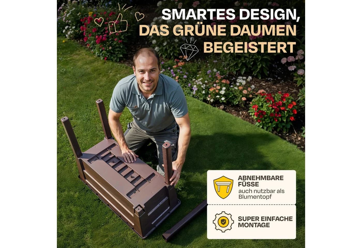 ONDIS24 Hochbeet Victoria Braun mit Deckel & Gewächshaus-Funktion - Bild 5