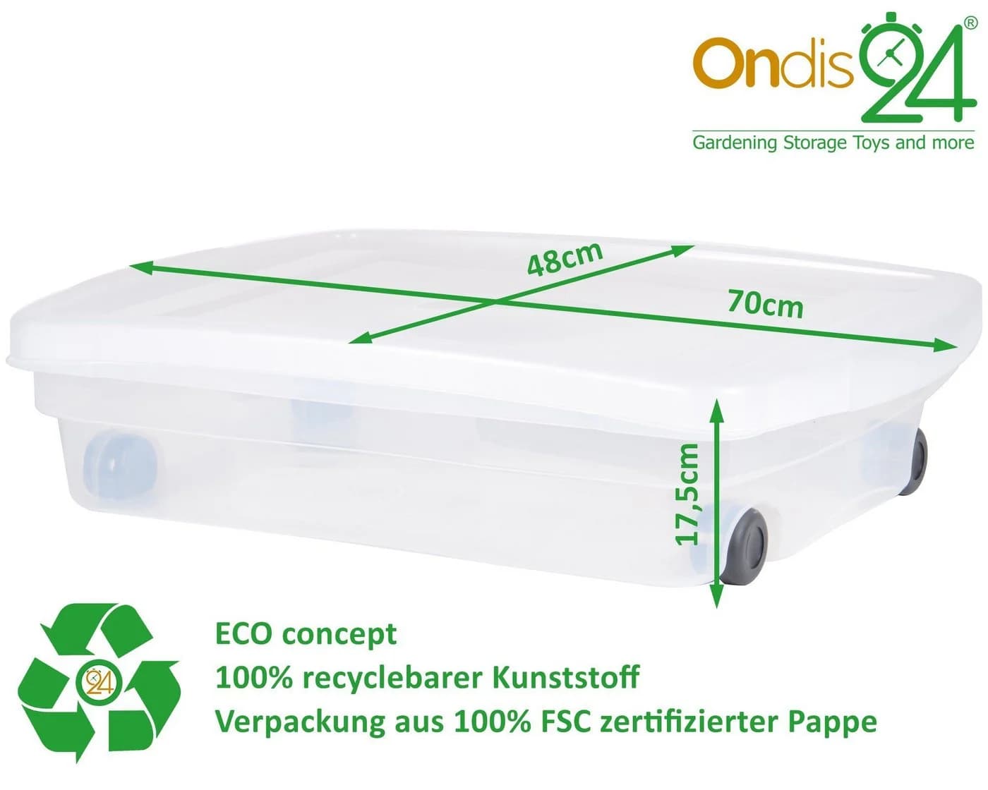 ONDIS24 Aufbewahrungsbox mit Deckel und Rollen, stapelbar - Bild 3