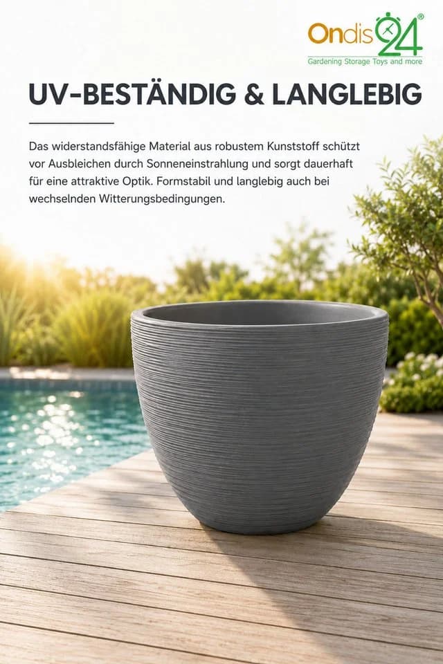 ONDIS24 Pflanzkübel Isis Grau Frostsicher UV-beständig - Bild 5