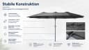 ONDIS24 Sonnenschirm XXL 460cm Grau Kurbel Marktschirm Bild 1