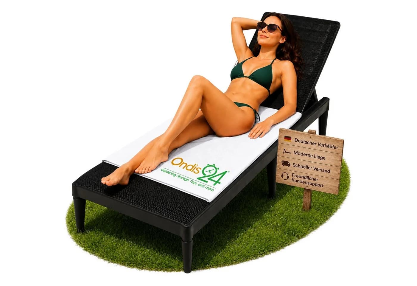 ONDIS24 Gartenliege Sirolo Anthrazit UV-beständig Kunststoff - Bild 2