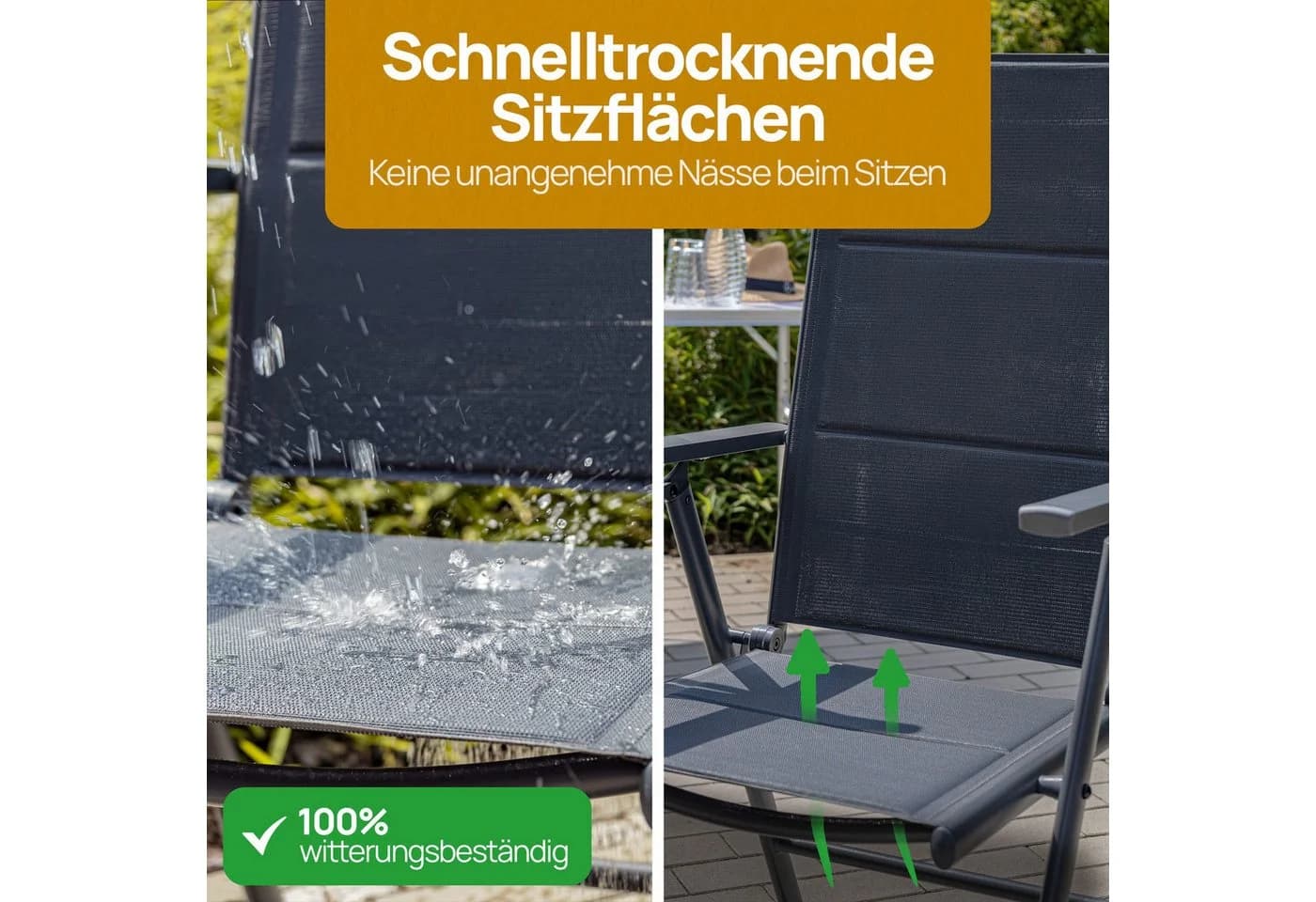 ONDIS24 Gartenstuhl Vinoro Deluxe Aluminium Klappsessel Hochlehner 4er-Set - Bild 5