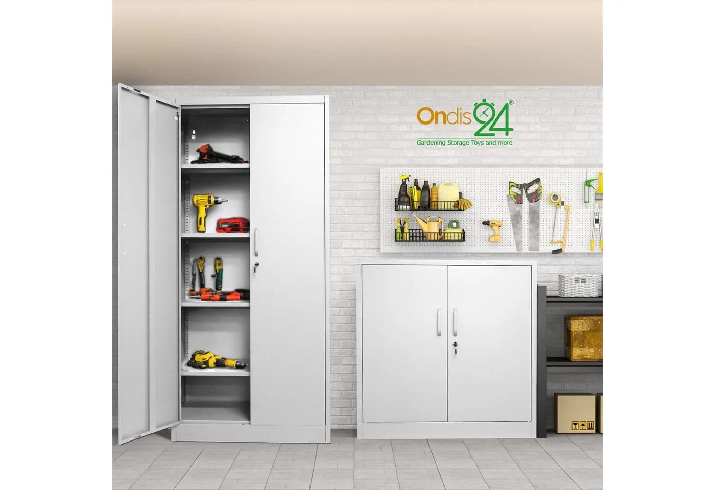 ONDIS24 Aktenschrank Mehrzweckschrank Stahlschrank abschließbar mit justierbaren Einlegeböden - Bild 3