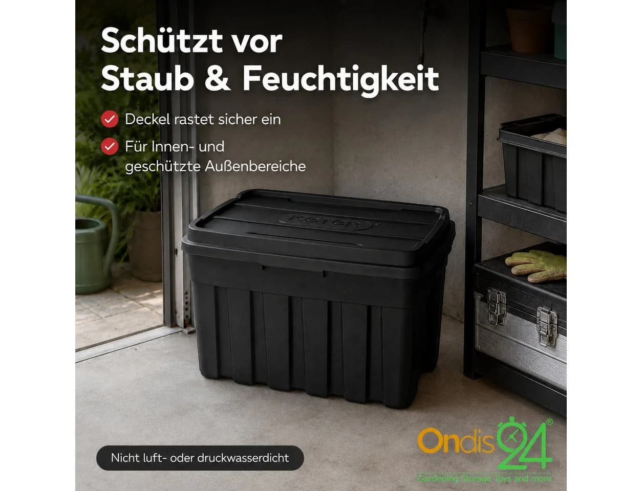 ONDIS24 Tuffbox Aufbewahrungsbox 140L Schwarz Stapelbar - Bild 5