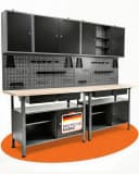 ONDIS24 Werkstatt-Set mit Werkbank, Hängeschrank & Werkzeugwand Metall Grau Bild 2