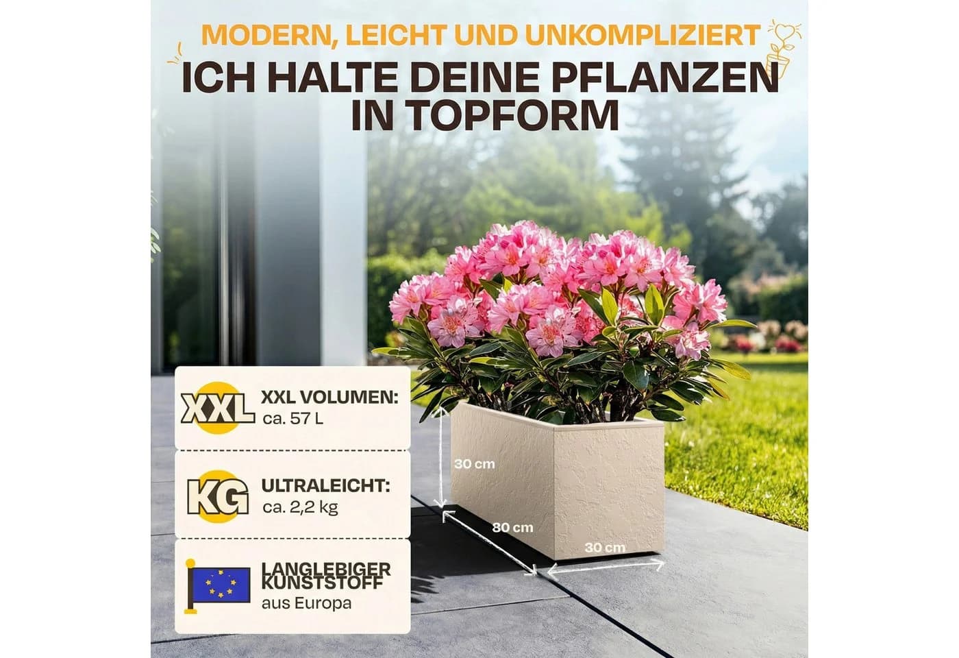 ONDIS24 Blumenkasten Vulkan 57L Gestein/Basalt Optik