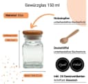 mikken Gewürzbehälter 8-tlg. Glas eckig mit Holzdeckel & Zubehör Bild 1