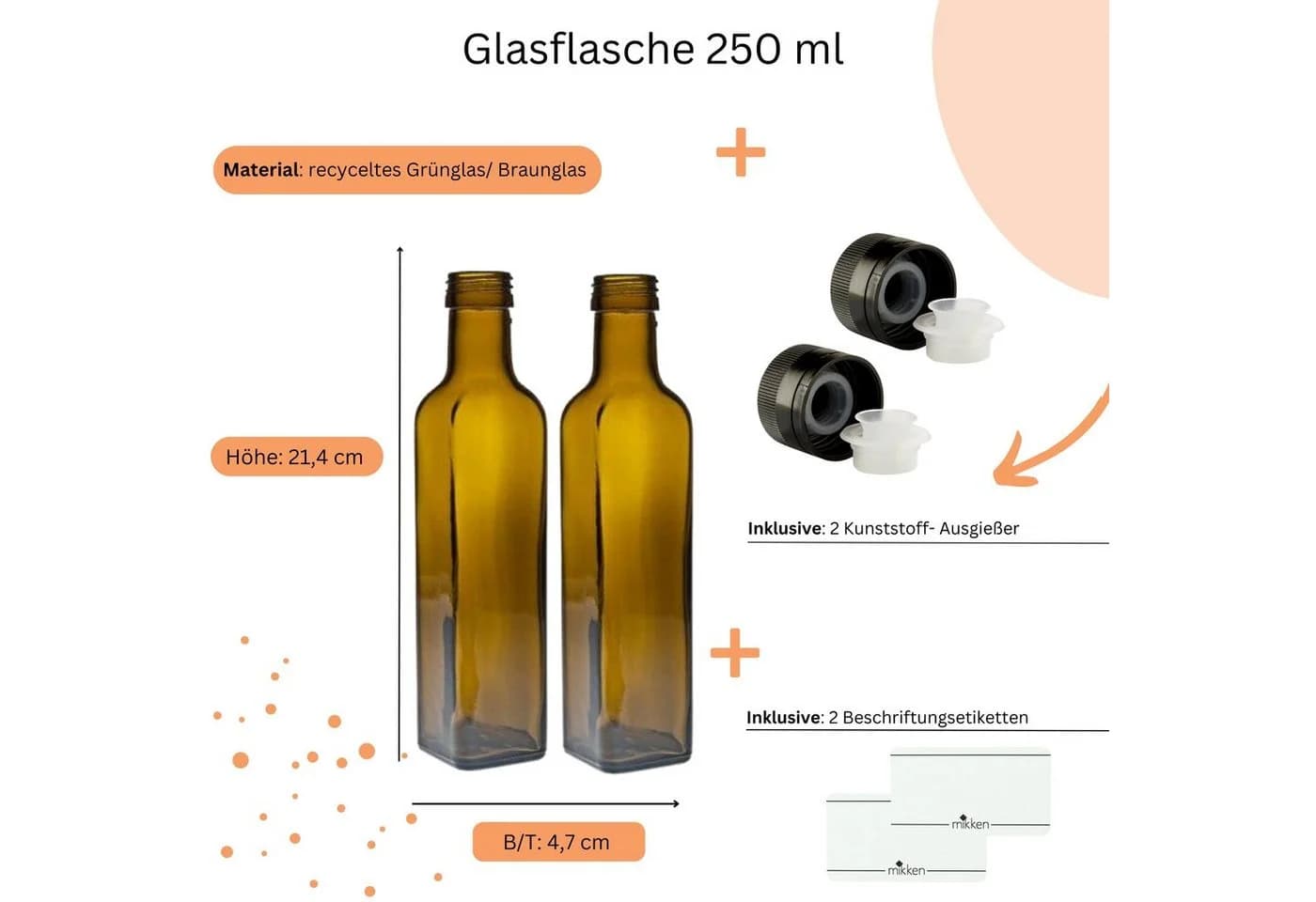 mikken Ölspender 2er Set Glasbraun/Grün mit Ausgießer - Bild 4