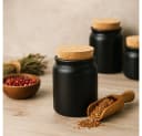 mikken Gewürzglas Schwarz 200 ml Keramik Steingut mit Korken Bild 1