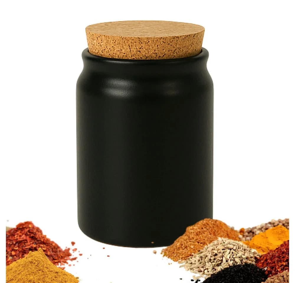 mikken Gewürzglas Schwarz 200 ml Keramik Steingut mit Korken - Bild 2