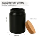 mikken Gewürzglas Schwarz 200 ml Keramik Steingut mit Korken Bild 3