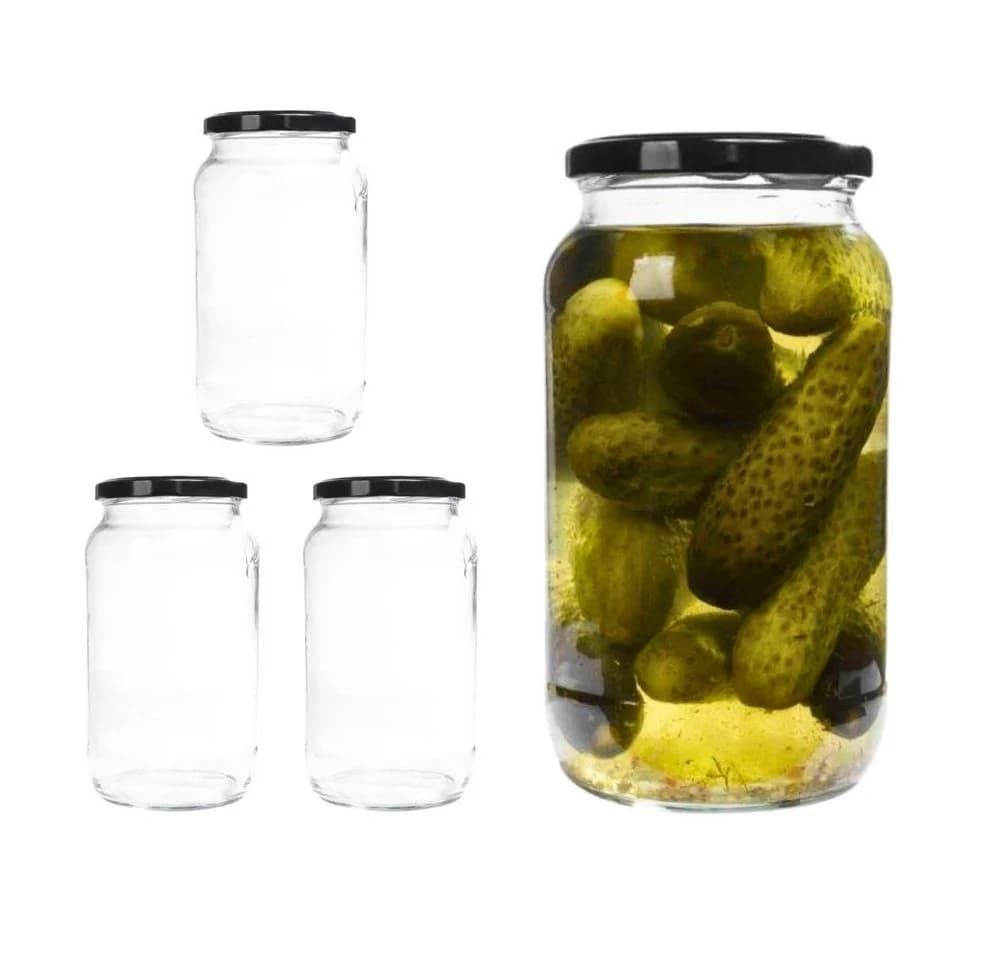 mikken Einmachglas-Set 4x 1062 ml mit Deckel und Etiketten
