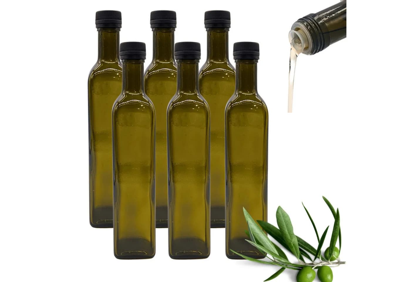 mikken Ölspender 6er Set 250 ml mit Ausgießer Braun/Grün Glas - Bild 2