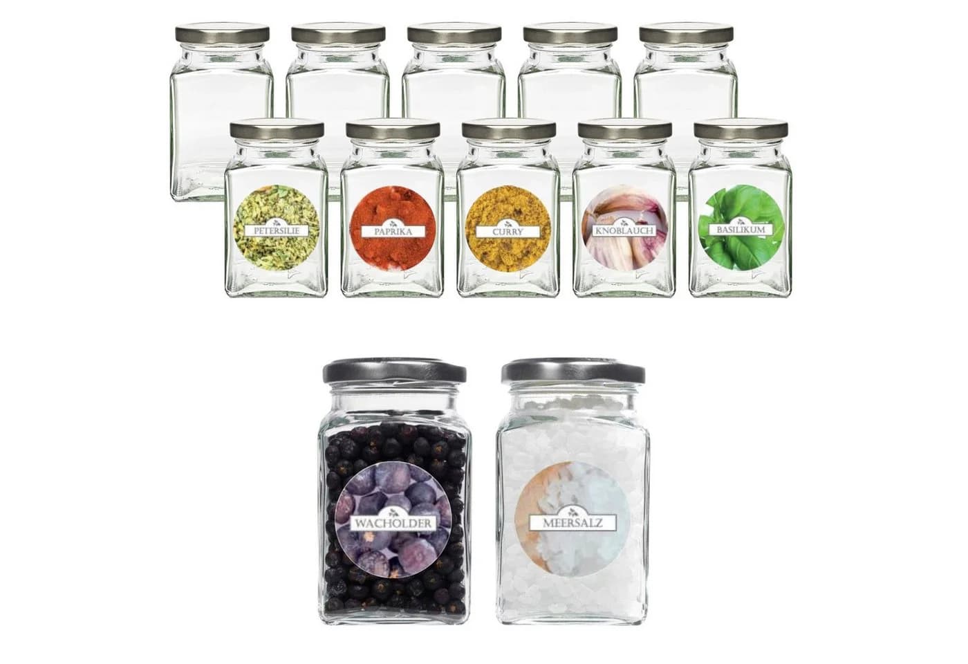 mikken Gewürzbehälter 12er Set 260 ml Glas mit Blueseal Deckel - Bild 2