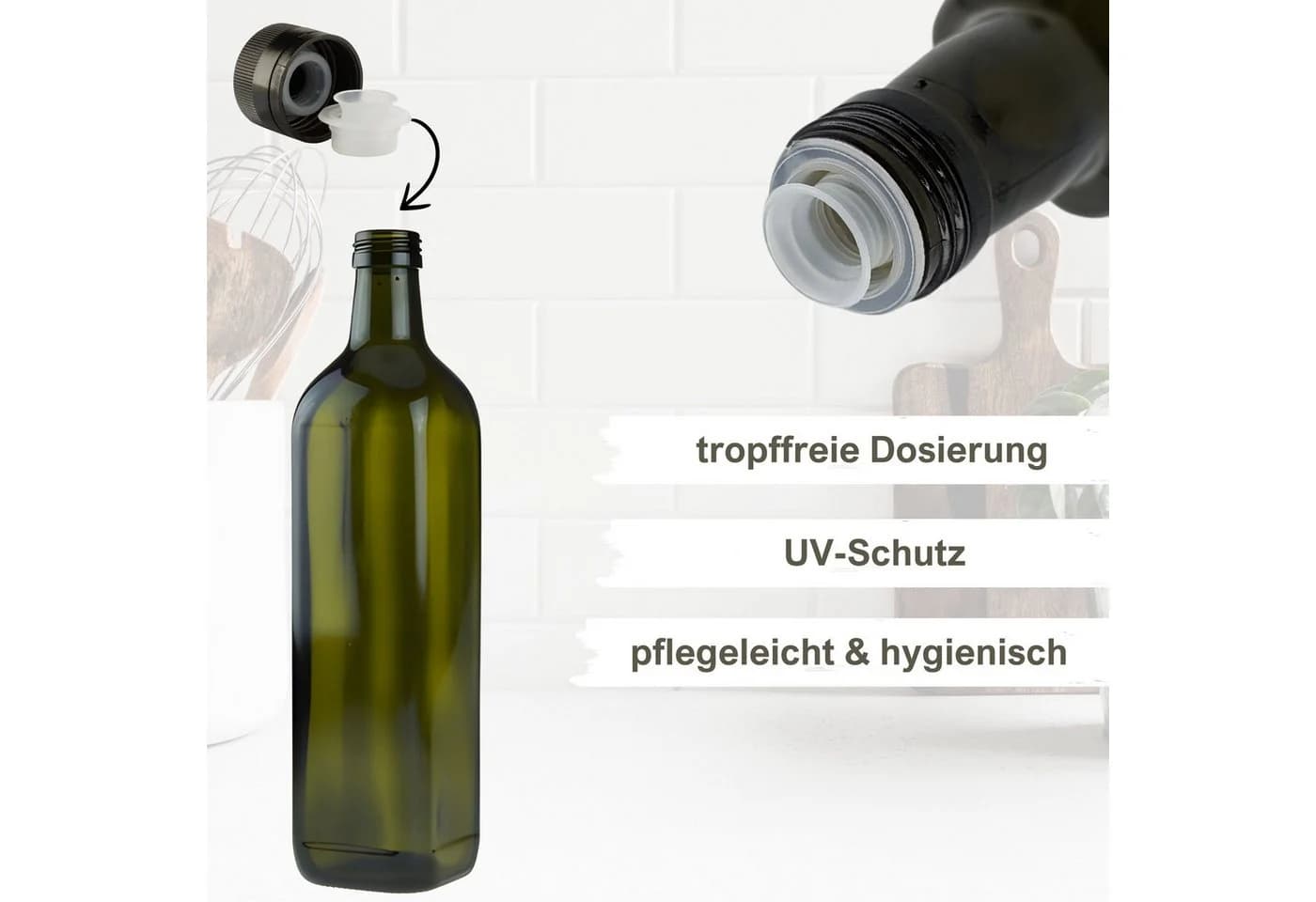 mikken Ölspender 6er Set 750 ml mit Ausgießer grün/braun