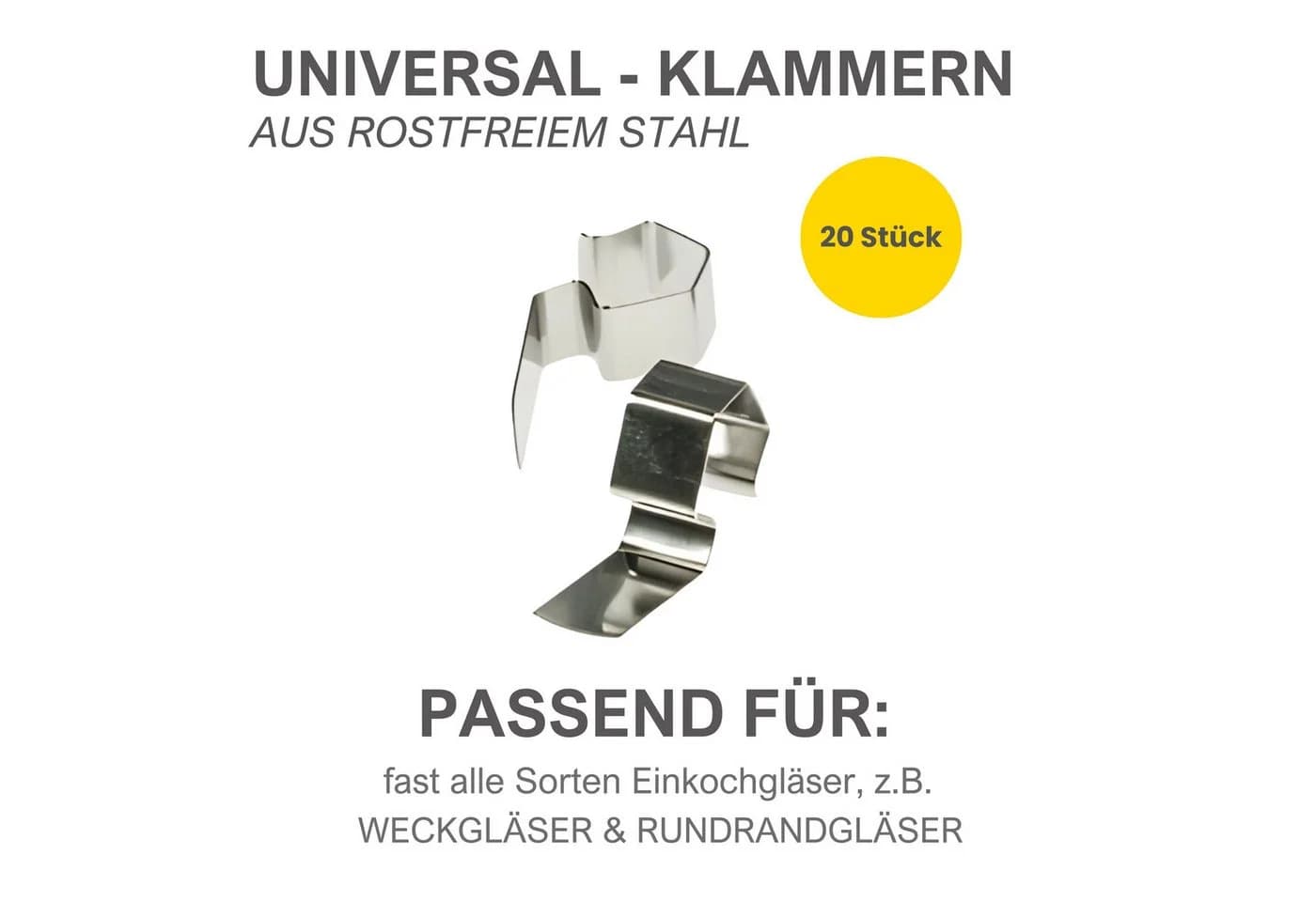 mikken 20 Universal-Klammern Edelstahl für WECK Einmachgläser
