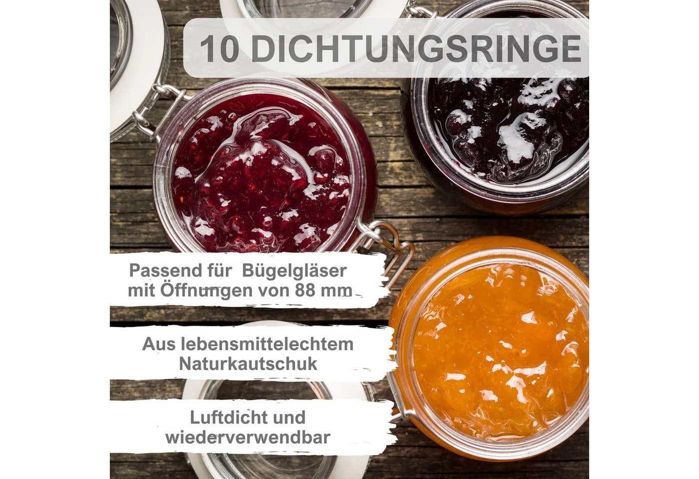 mikken Einkochring 10 weiße Gummiringe 68x94 mm für Bügelverschlussgläser