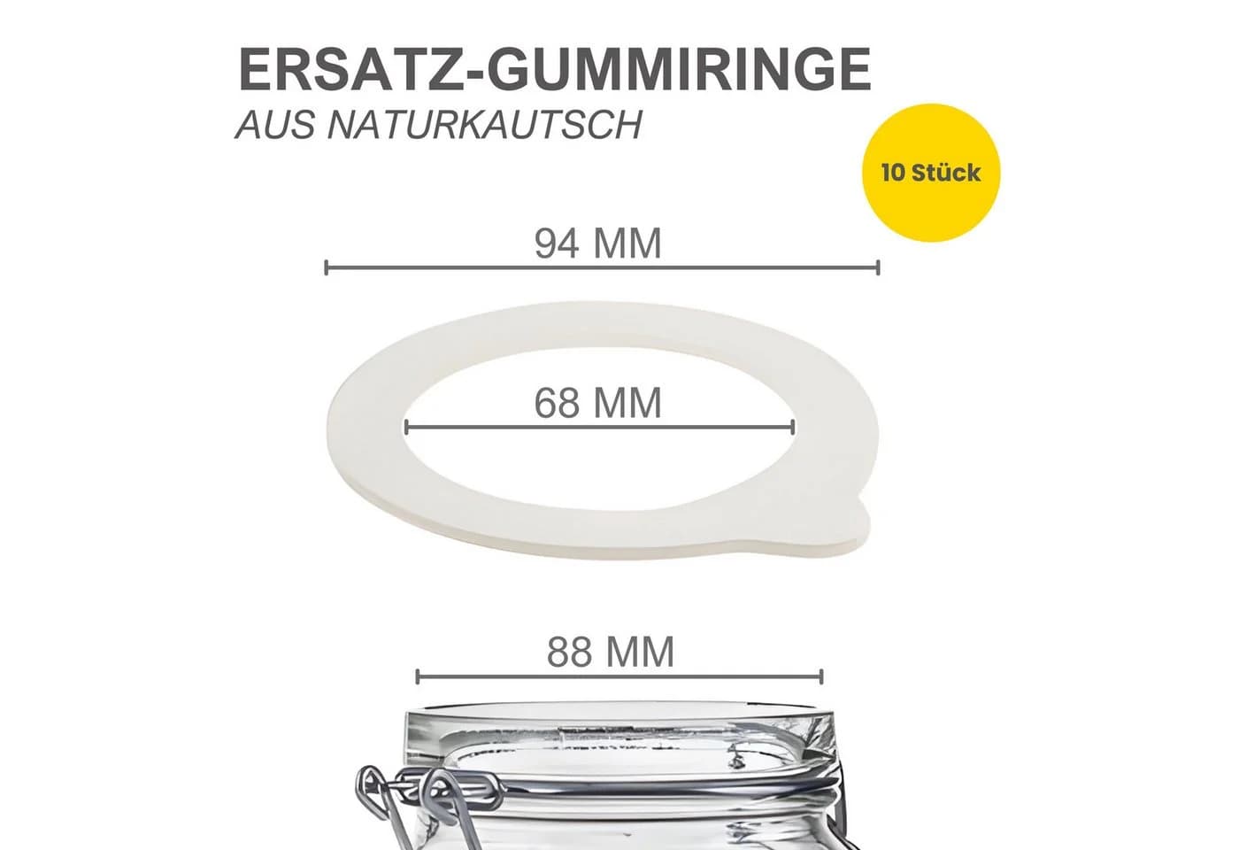 mikken Einkochring 10 weiße Gummiringe 68x94 mm für Bügelverschlussgläser - Bild 4