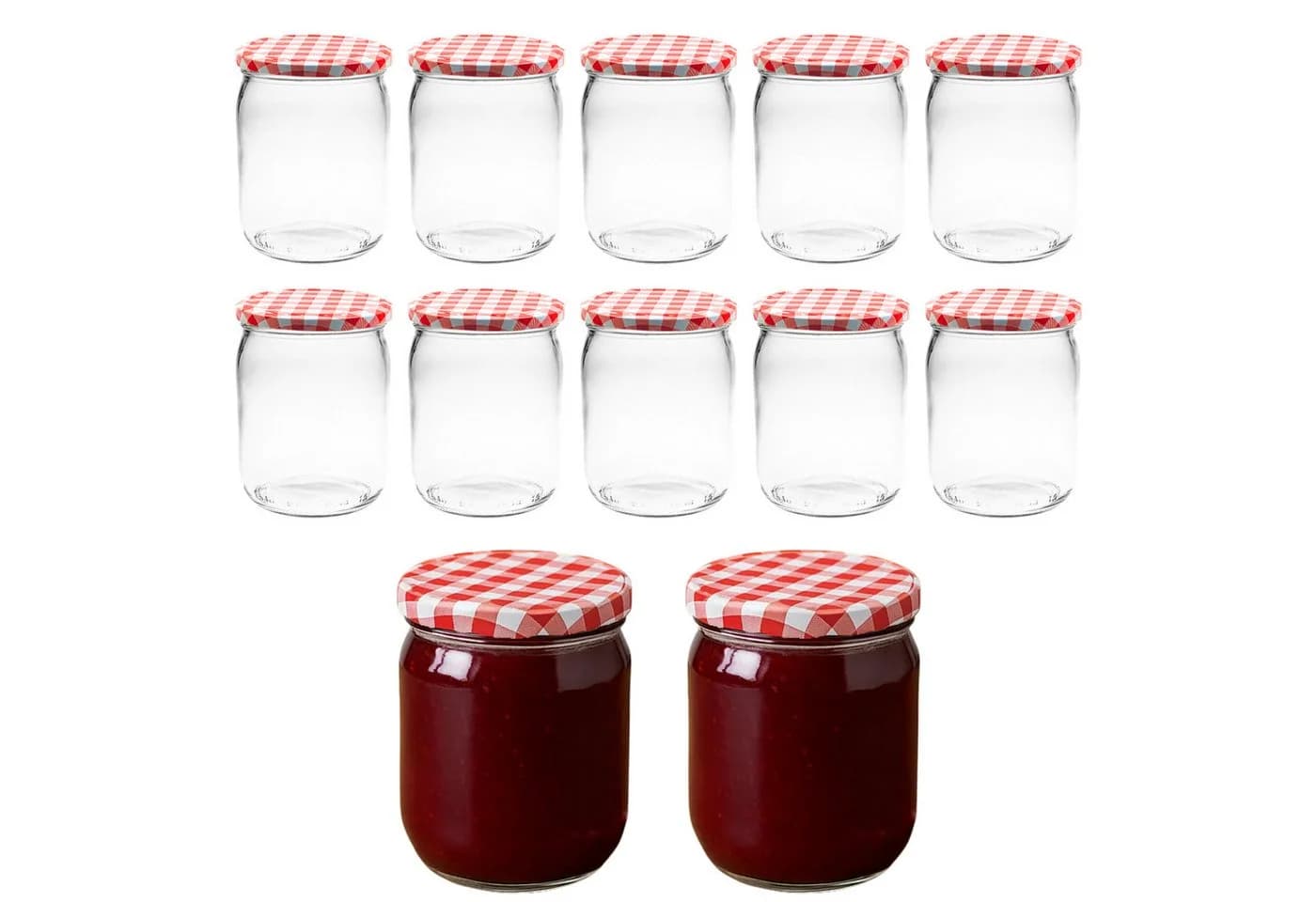 mikken Einmachglas 540 ml Set 12-tlg. Rot-Weiß Kariert - Bild 2
