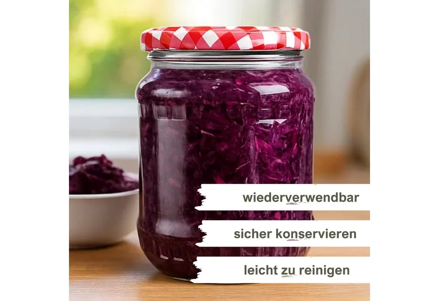 mikken Einmachglas 720ml Set 18-tlg. Rot/Weiß Klassisch
