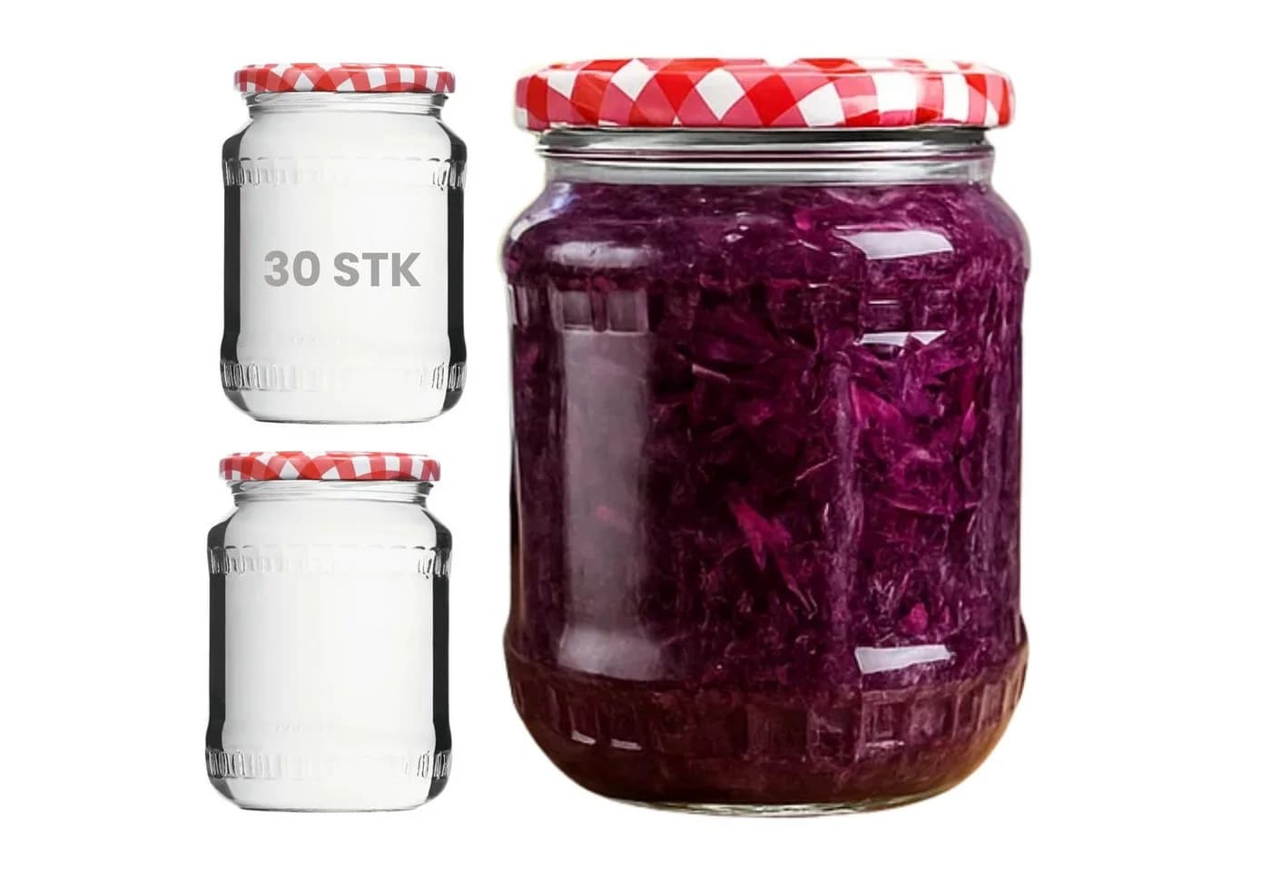 mikken Einmachglas 720ml Set 30-tlg. Rot/Weiß Klassisch - Bild 2