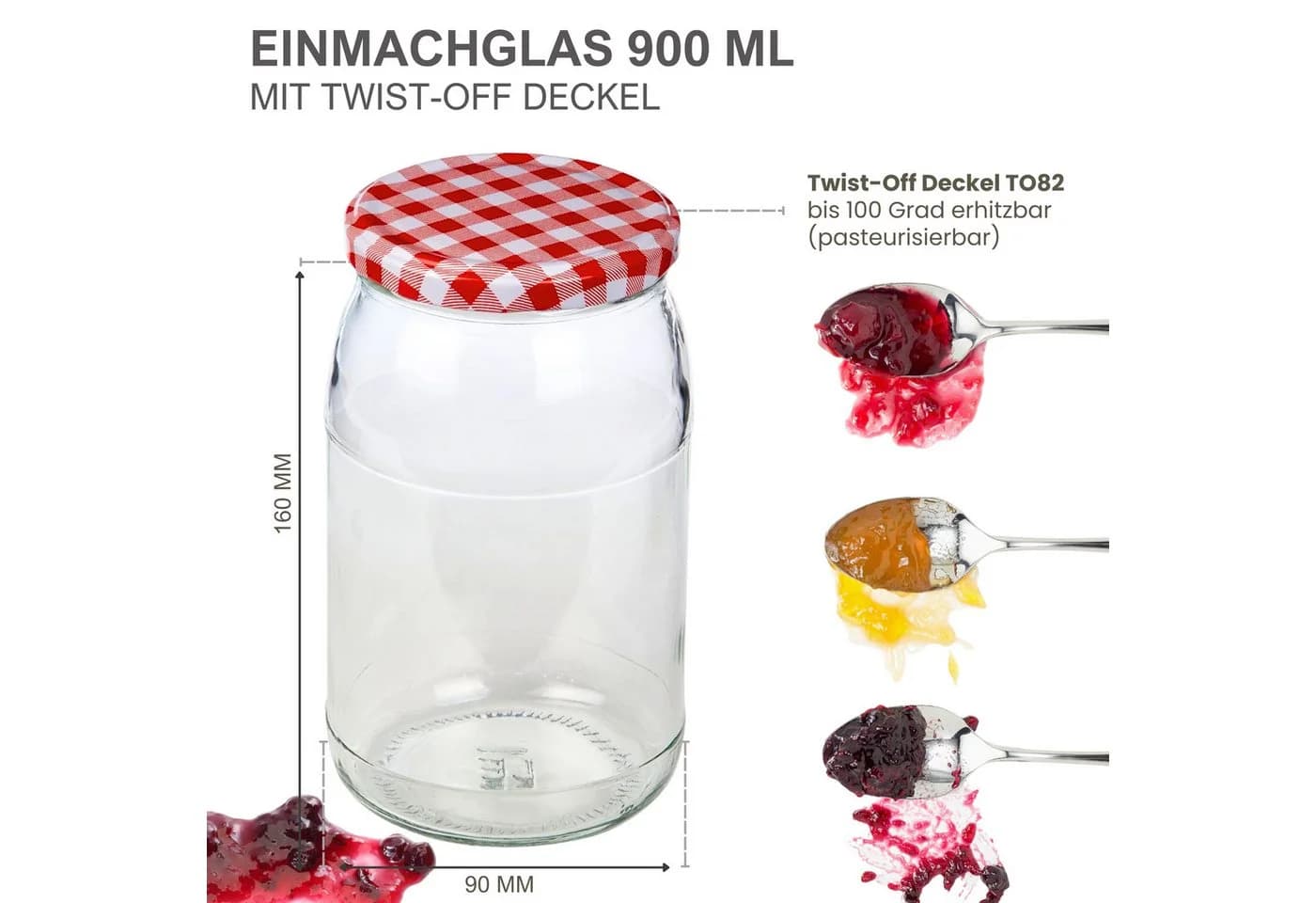 mikken Einmachglas 900 ml transparent, 6-tlg. Set, luftdicht & pasteurisierbar - Bild 3