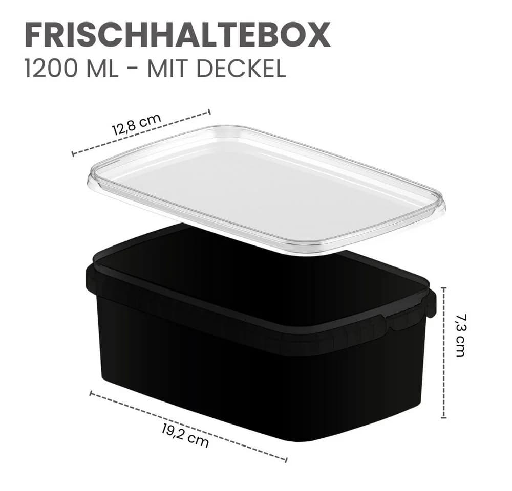 mikken Frischhaltedose 1200ml Schwarz Stapelbar Luftdicht - Bild 3